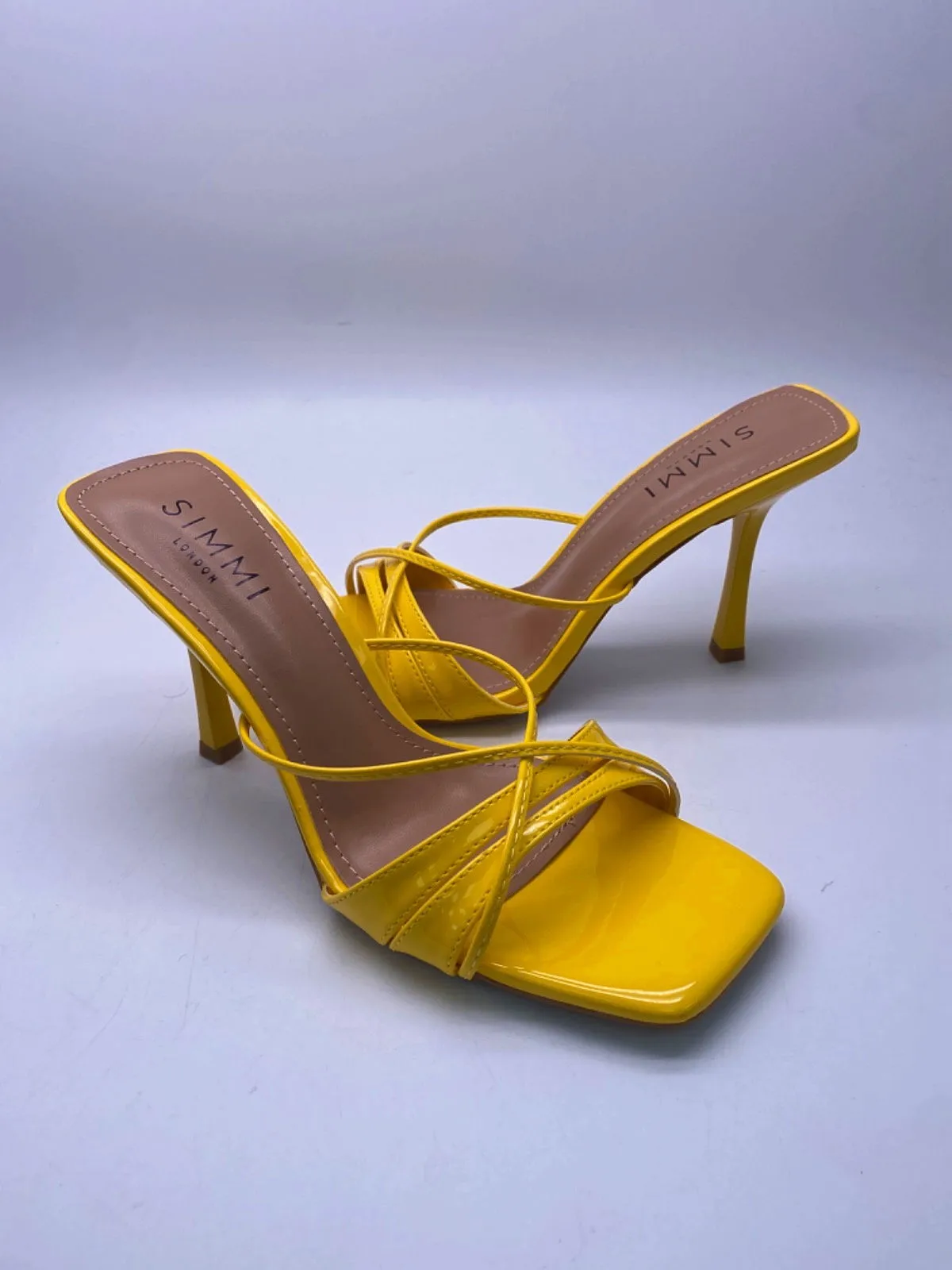 Simmi Yellow Patent Macy-3 Danique Heels UK 5