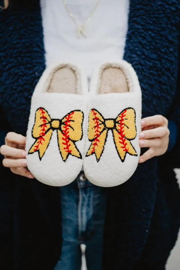 Softball Bow Slippers