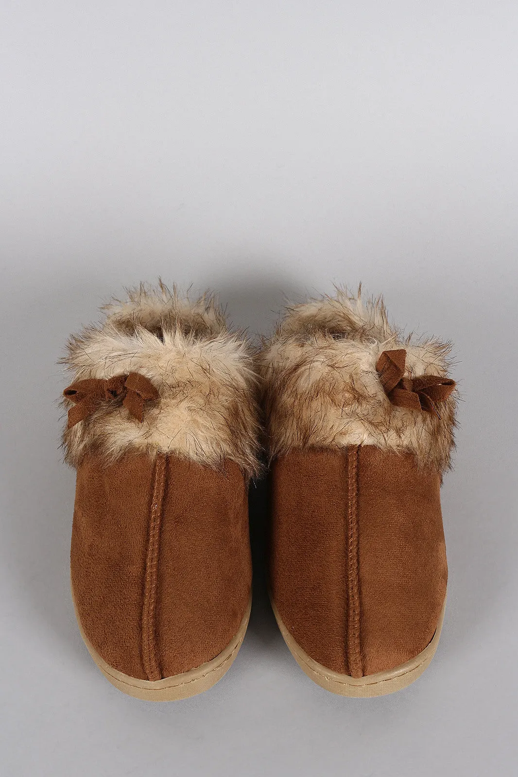 Suede Faux Fur Slip On Clog