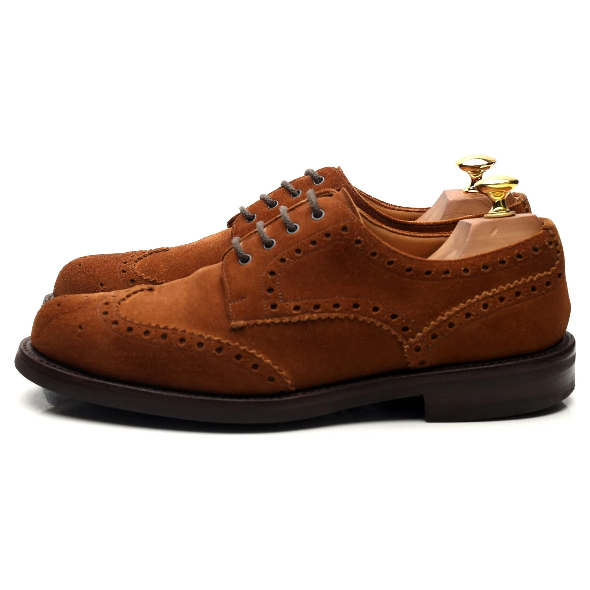 Tan Brown Suede Derby Brogues UK 7.5 F