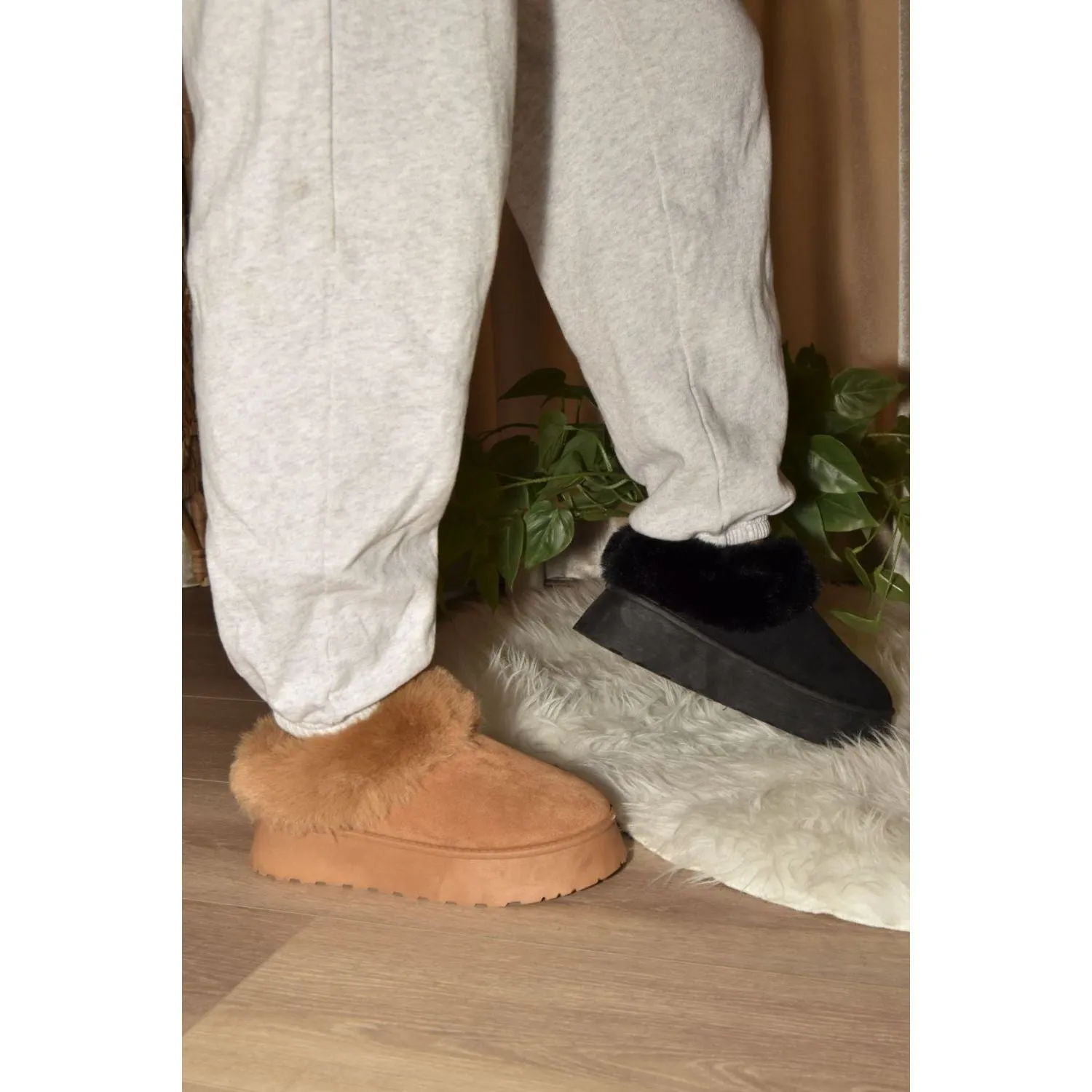 The Cozy Platform Slippers In Camel