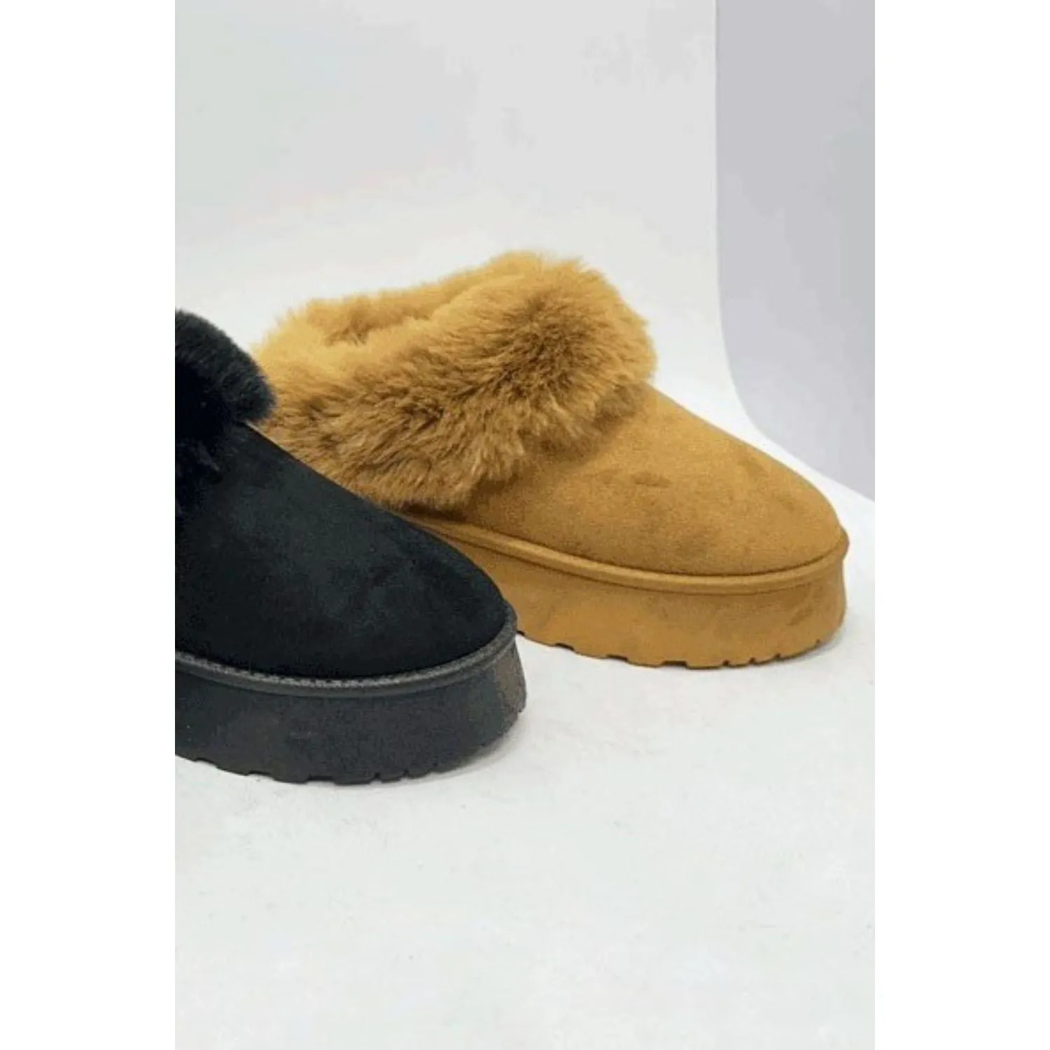 The Cozy Platform Slippers In Camel