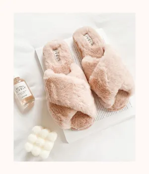 The Crew Cozy Slippers: Dusty Pink