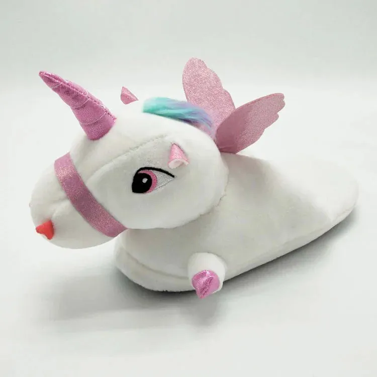 Unicorn Plush Slippers with LED Light: Winter Indoor Warm Shoes