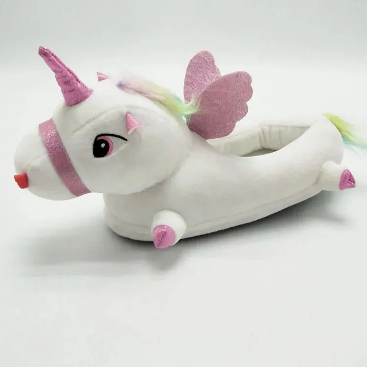 Unicorn Plush Slippers with LED Light: Winter Indoor Warm Shoes