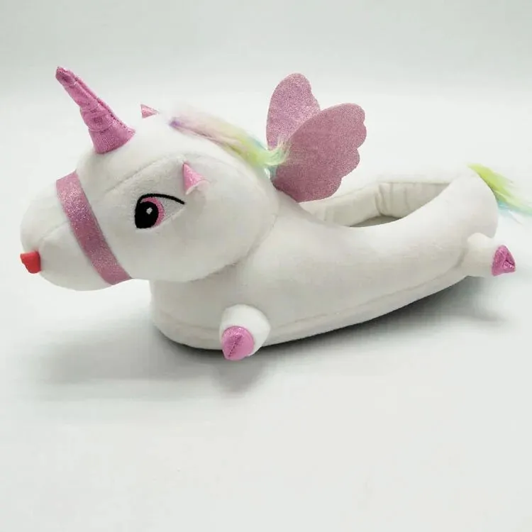 Unicorn Plush Slippers with LED Light: Winter Indoor Warm Shoes