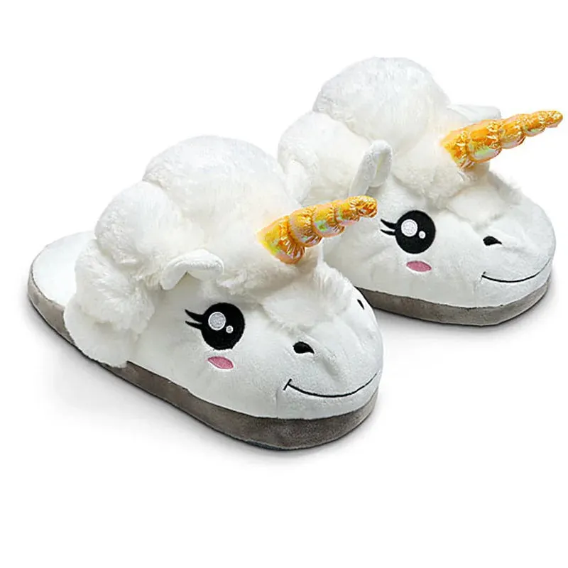 Unicorn Plush Slippers with LED Light: Winter Indoor Warm Shoes