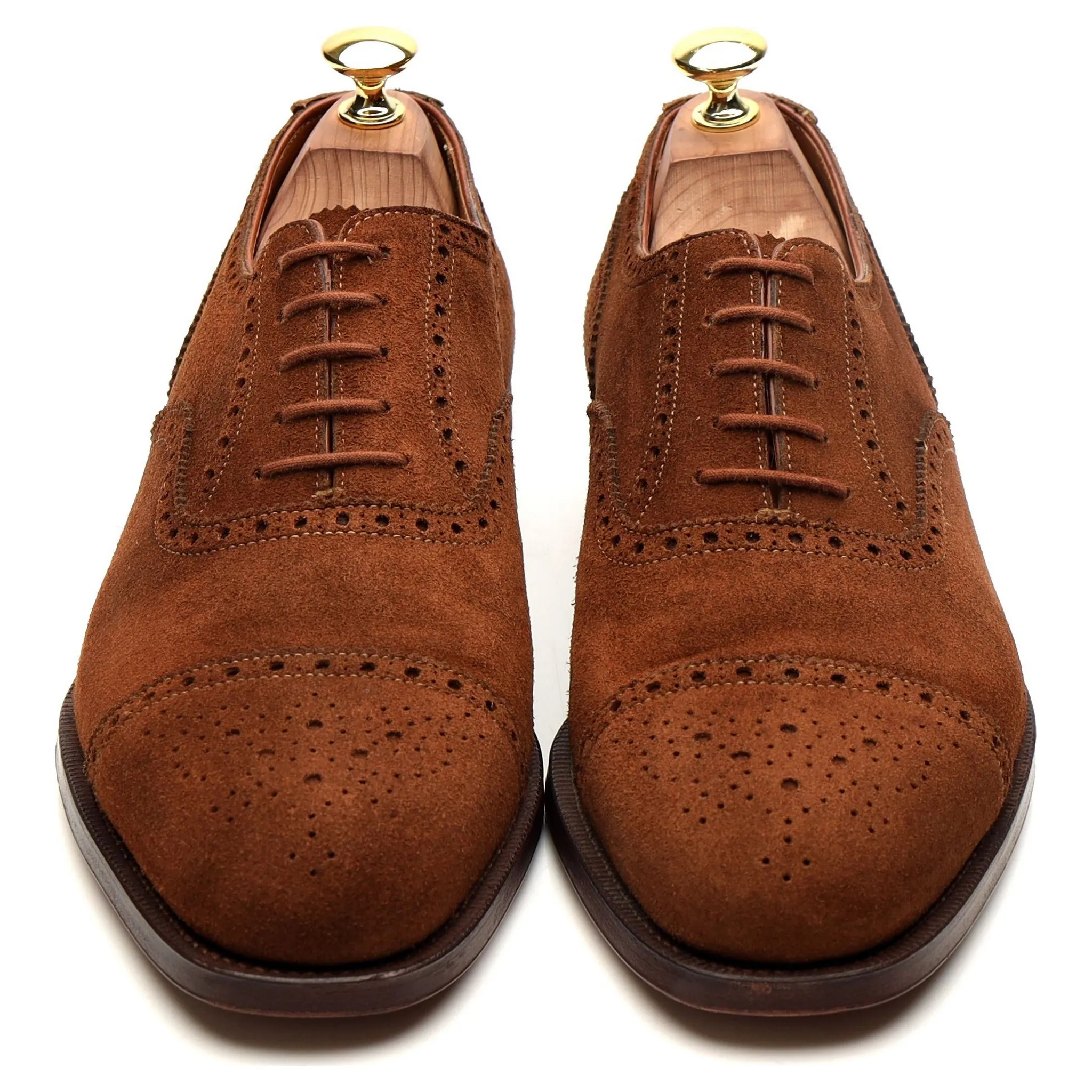 'Westminster' Tan Brown Suede Oxford Semi Brogues UK 8.5 E