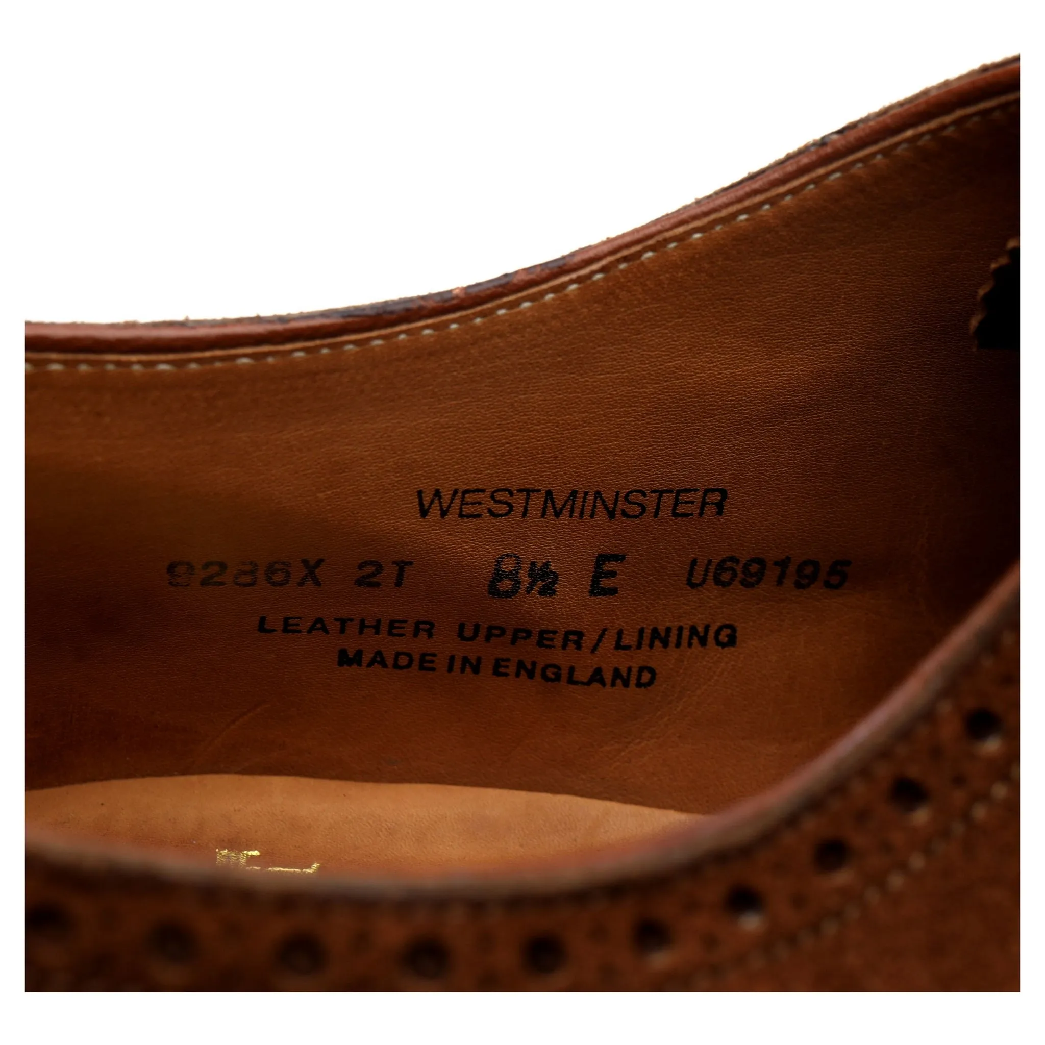 'Westminster' Tan Brown Suede Oxford Semi Brogues UK 8.5 E