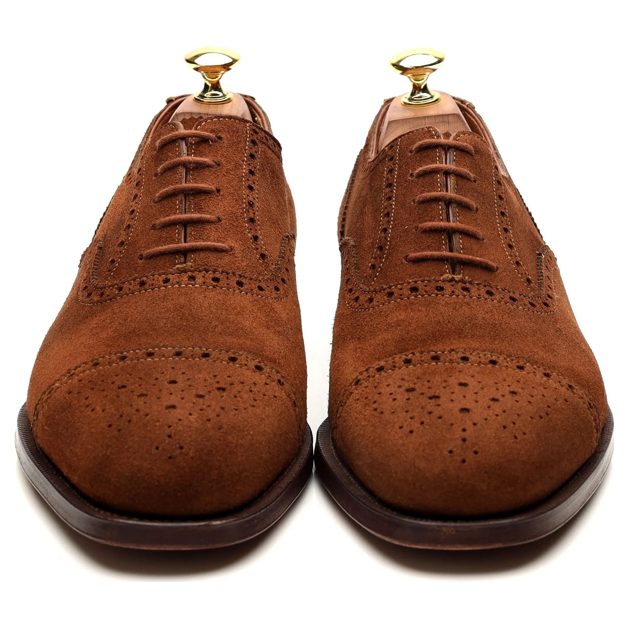 'Westminster' Tan Brown Suede Oxford Semi Brogues UK 8.5 E