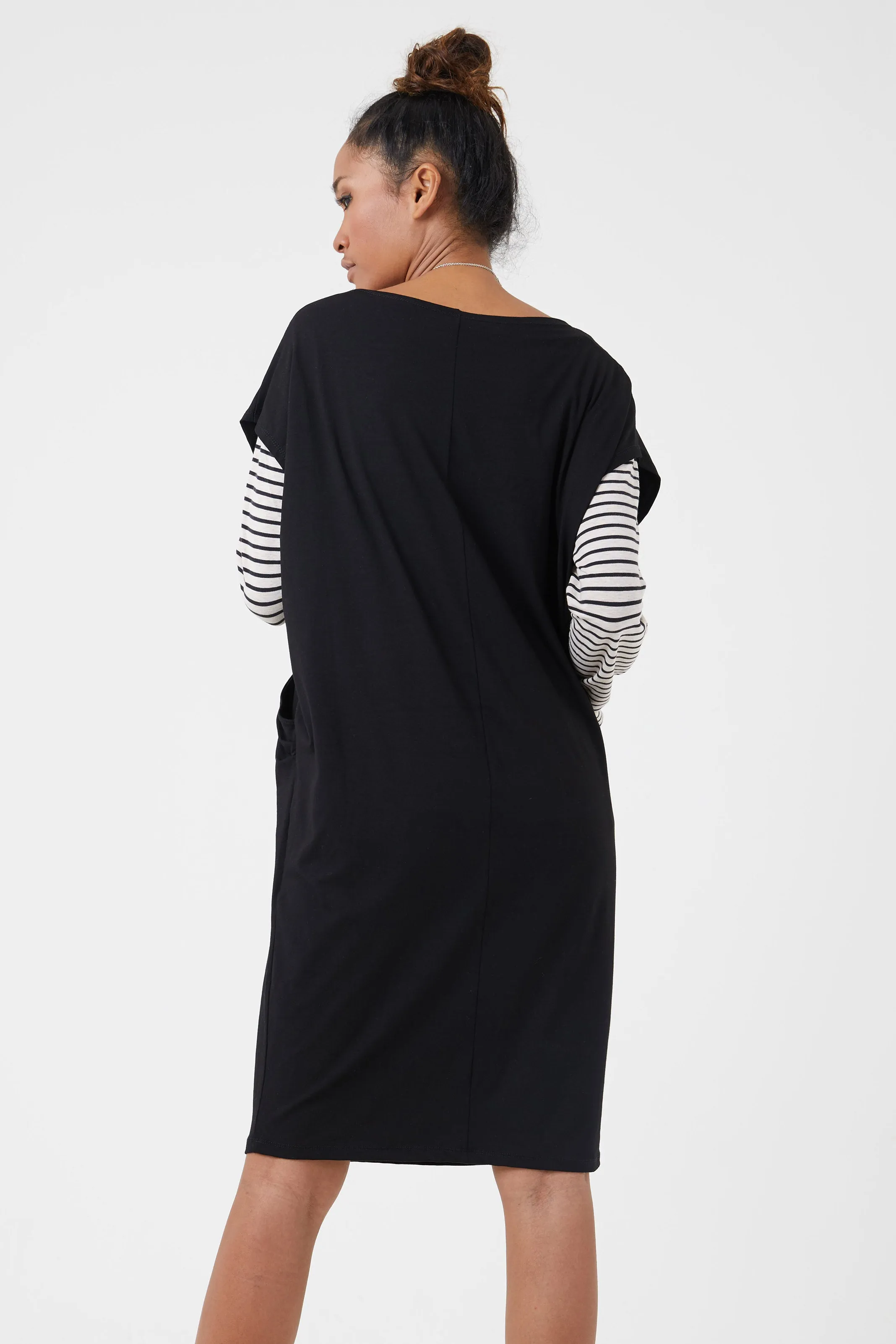 Women's Black Jersey Tunic With Pockets | Billie